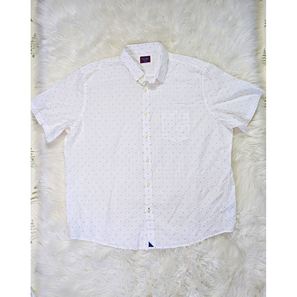 UNTUCKit Kerner Shirt Mens 3XL Big Tall White Blue Geometric Short Sleeve Resort